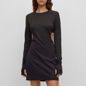 Hugo - Kemila - Jerseyjurk - Zwart - Mini Lengte - Lange Mouwen