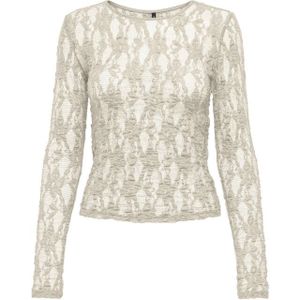 Only - Onlalba l/s lace top - Ecru - Top
