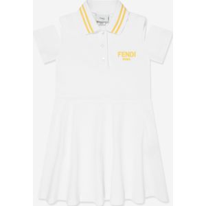 Fendi Meisjes Logo Polo Jurk in Wit