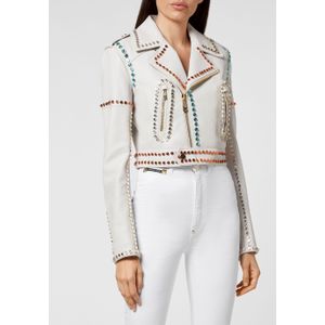 Philipp Plein - Nappa Crop Perfecto - Bikerjack - Wit - Dames