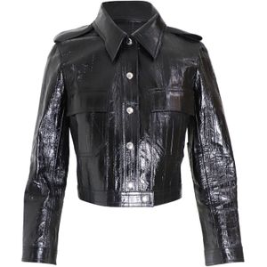 Louis Vuitton Kort Jasje in Zwart Leer