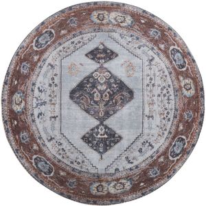 Veer Carpets Vloerkleed karaca antraciet/brown 09 rond ø160 cm
