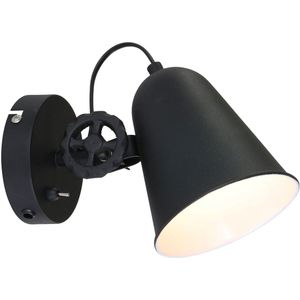 Anne Lighting Retro wandlamp - metaal retro e27 l: 250cm voor binnen woonkamer eetkamer zwart