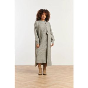 Smashed Lemon - Zandkleurig - Dameslange Gebreide Vest - Maxi Model