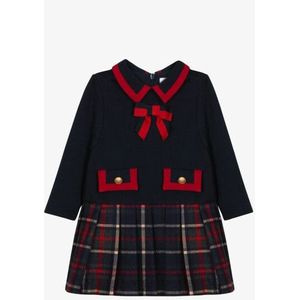 Patachou - Mini Girl Balmoral - Jurk - Marineblauw - Lange Mouwen