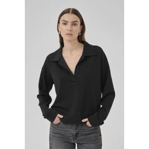 My Essential Wardrobe - Poloblouse - Zwart - Dames - Cropped Lengte