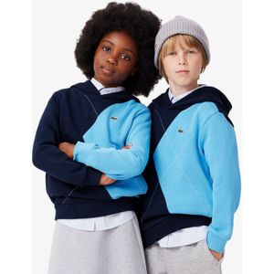 Lacoste - Juniors Argyle Motief Hoodie - Navy - Geborsteld Fleece van Organisch Katoen