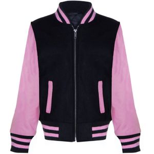 Varsity - Infinity Junior - Bomberjack - Zwart - Met Echt Leren Mouwen