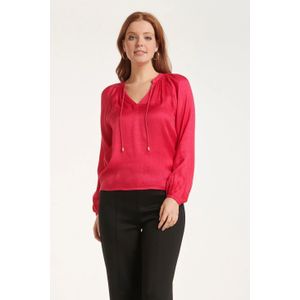 Smashed Lemon 24700 fuchsia jacquard v-hals top met zebra motief