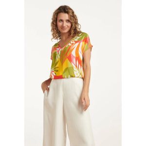 Smashed Lemon - 25156 - Bladprint Top - Multicolour - V-hals