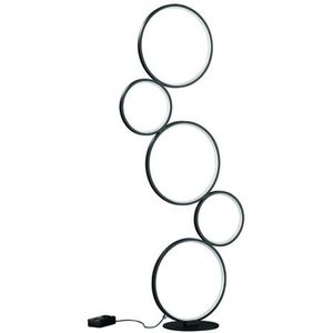 Trio Industriële vloerlamp rondo met 5 led ringen dimbaar metaal -