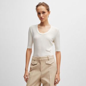 BOSS - Effilie - Damestop - Wit - Korte Mouwen