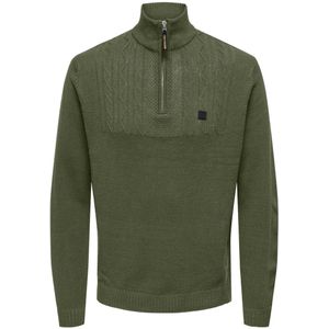 Only & Sons Onsrhett reg 7 half zip knit cs olijf