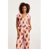 Smashed Lemon 24328 lilae papaya print top |