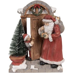 Clayre & Eef Kerstdecoratie met led-verlichting kerstman 18x8x22 cm bruin