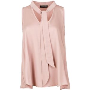 Stofroze mouwloze top met strikdetail