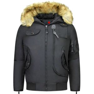 Just Key Korte winterjas met bontkraag