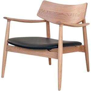 Artichok Oliver houten fauteuil naturel met zwarte kunstleren zitting