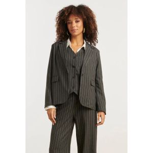 Smashed Lemon - Blazer - Grijs-Wit - Lange Pasvorm - Strepen