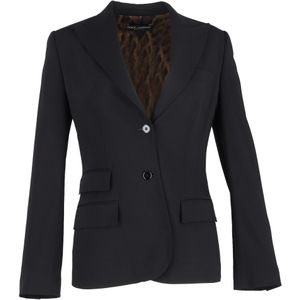 Dolce & Gabbana Gabardine Turlington Blazer in Zwart Virgin Wol