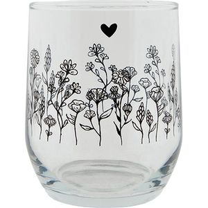 Clayre & Eef Waterglas 300 ml glas bloemen drinkbeker