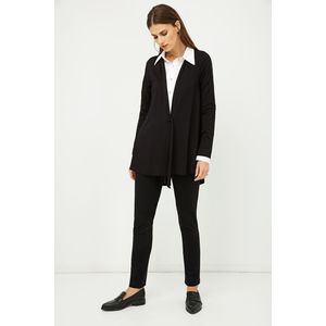 Tricottops - Zwart - Jersey Vest - Lange Mouwen - A-lijn Silhouet