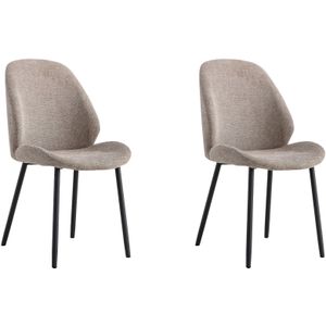 Lewis & Loft Eetkamerstoelen lola polyester staal grijs set van 2