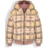 NoNo Meisjes reversible winterjas bomby taupe