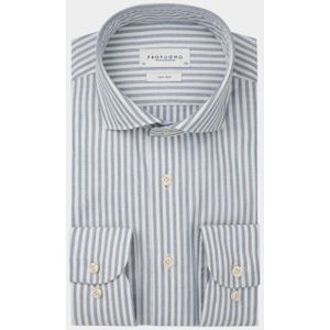 Profuomo - Slim Fit - Overhemd - Blauw Gestreept - 100% Katoen - Strijkvriendelijk