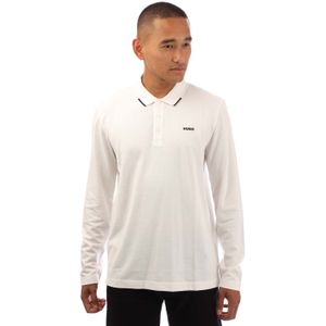 HUGO - Derrikos - Poloshirt - Naturel - Katoen-Piqué - Lange Mouwen