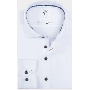 R2 Amsterdam - Casual Hemd - Wit - Lange Mouw - Solid Dobby Knitted - 130.WSP.001/004