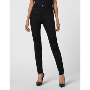 Philipp Plein - High Waist Biker Iconic - Jeans - Zwart - Skinny Jegging