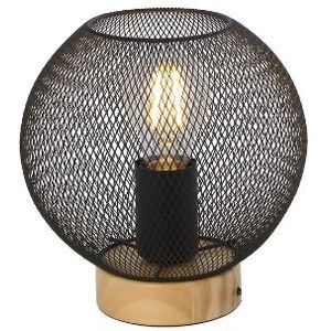 Globo Tafellamp met bolvormig metalen rooster | | industrieel | ø 20 cm | bediening: schakelaar
