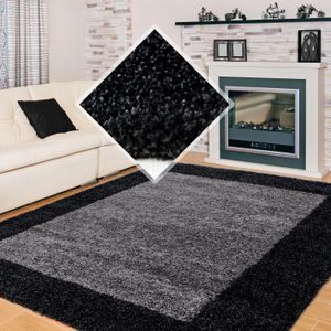 Muratap Basic shaggy kader vloerkleed / grijs hoogpolig- 60x110 cm