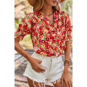 Bloemenprint Blouse Korte Mouwen