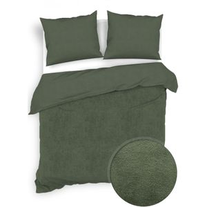 Zo!Home Dekbedovertrek velluto racing green 240 x 200 220 cm + 2 slopen 60 x 70 cm