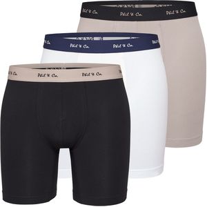 Phil & Co Boxershorts heren met lange pijpen boxer briefs 3-pack zwart / beige / wit