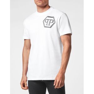 Philipp Plein - T-shirt Ronde Hals Hexagon - Wit - Katoen