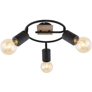 Globo Plafondlamp 3-lichts met metalen spotjes | bruin| e27 | binnen | industrieel | plafondspots