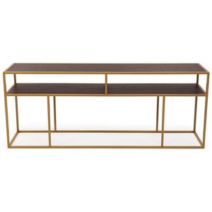 Stalux Side-table 'teun' 200cm, kleur goud / bruin hout