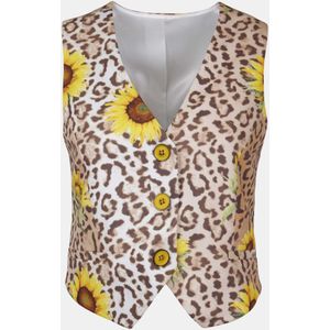 Mucho Gusto Gilet lesbos leopard print with sunflowers