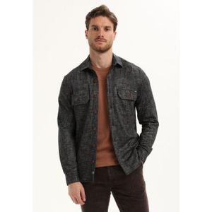 Gabbiano - Flannel Overhemd - Zwart - Modieus - Mannen