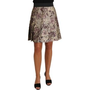 Dolce & Gabbana - A-lijn Rok - Grijs - Katoen - Bloemen