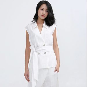 Lang Bi-Materiaal Tailored Gilet