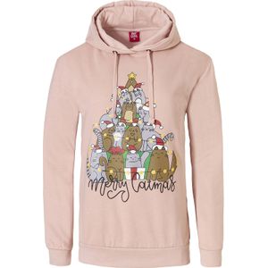 Apollo Dames kersttrui met capuchon merry catmas hoodie