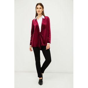 Vest - Bordeauxrood - Velours - Lang Openvallend - Met Strikken