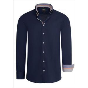 RustyNeal - Herenoverhemd - Marine - Harde Kraag - Katoen