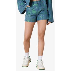 Refined Department - Fenna - Denim Short - Metallic Groen - Wide Leg