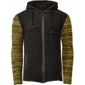 Rusty Neal - Grof Gebreid Jack - Zwart - Casual Pasvorm - Met Capuchon en Rits