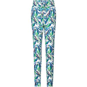 G-maxx High Waist Skinny Broek van Travelstof met All Over Print Blauw/Groen/Beige